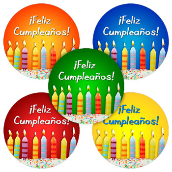 Spanish Birthday Stickers - Feliz Cumpleaos!