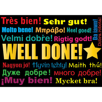 Multilingual Well Done Praise Postcards (Pack of 20)