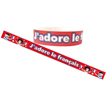 French Wristbands - J'adore Le Franais: Red (Pack of 30)