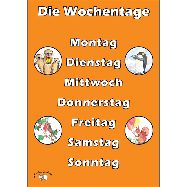 German Vocabulary Poster: Die Wochentage (A3)
