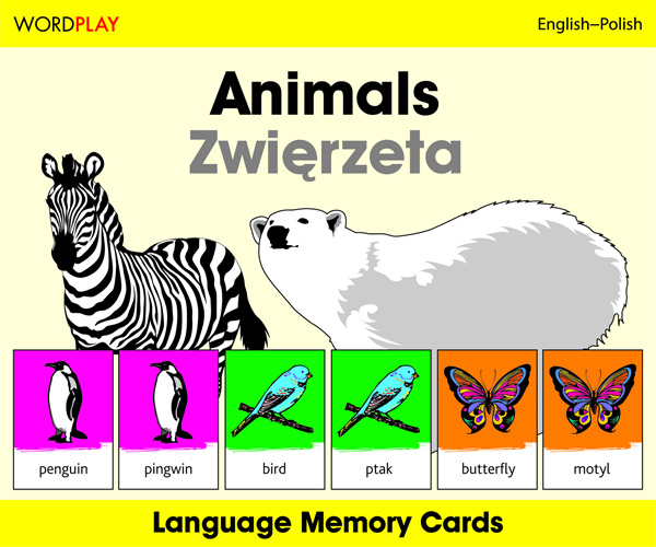 Language Memory Cards  Animals (Polish - English)