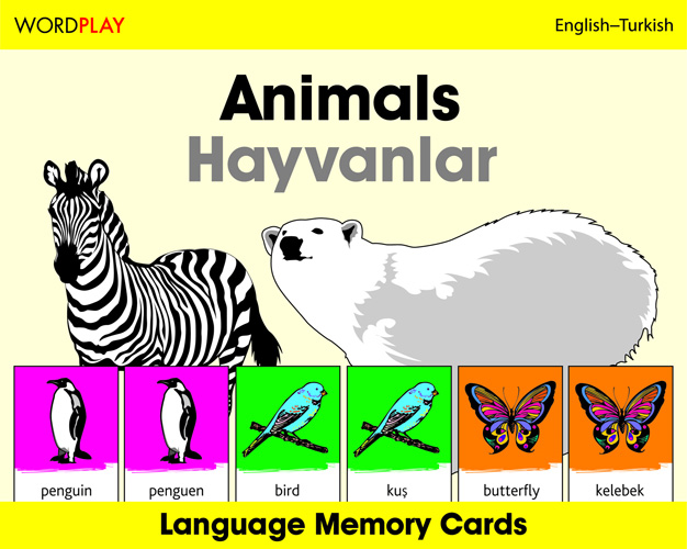 Language Memory Cards  Animals (Turkish - English)