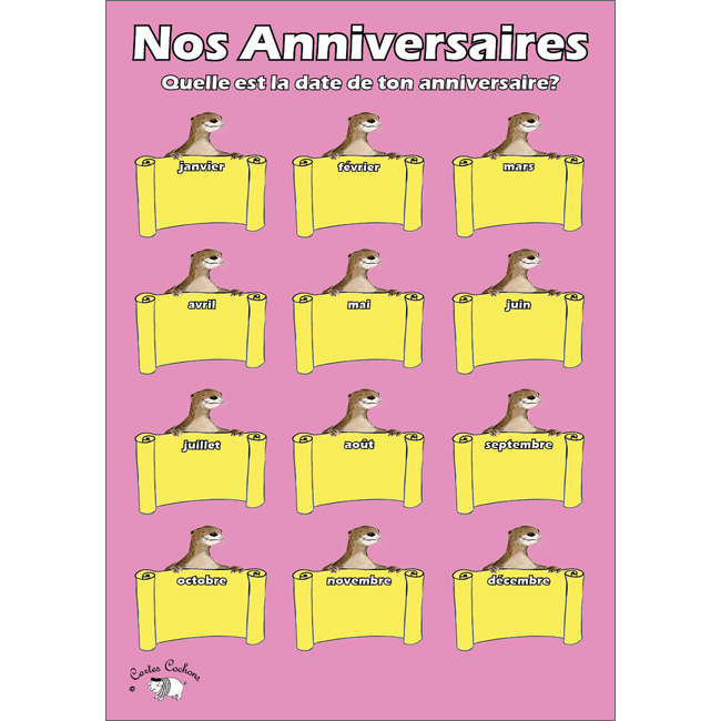 French Birthday Chart: Nos Anniversaires (A3)