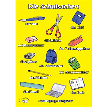 German Vocabulary Poster: Die Schulsachen (A3)
