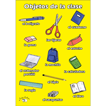 Spanish Vocabulary Poster: Objetos de la Clase (A3)
