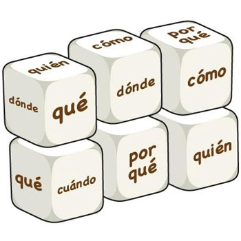 Spanish Word Dice - Question Words (Set of 6)
