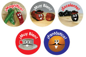 Spanish Reward Stickers - Hispanic Foods (Mixed Pack of 125)