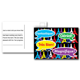 French Reward Postcards - Praise Words (Pack of 20)