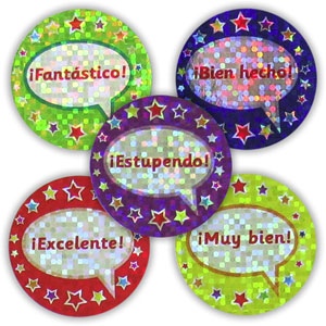 Spanish Reward Stickers - Sparkling Praise Words (Mixed Pack of 125)