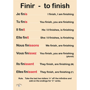 French Verb Poster (A3) - IR Verbs - Finir