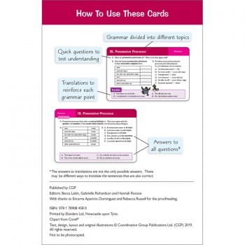 CGP GCSE AQA Spanish: Grammar & Translation Revision Question Cards