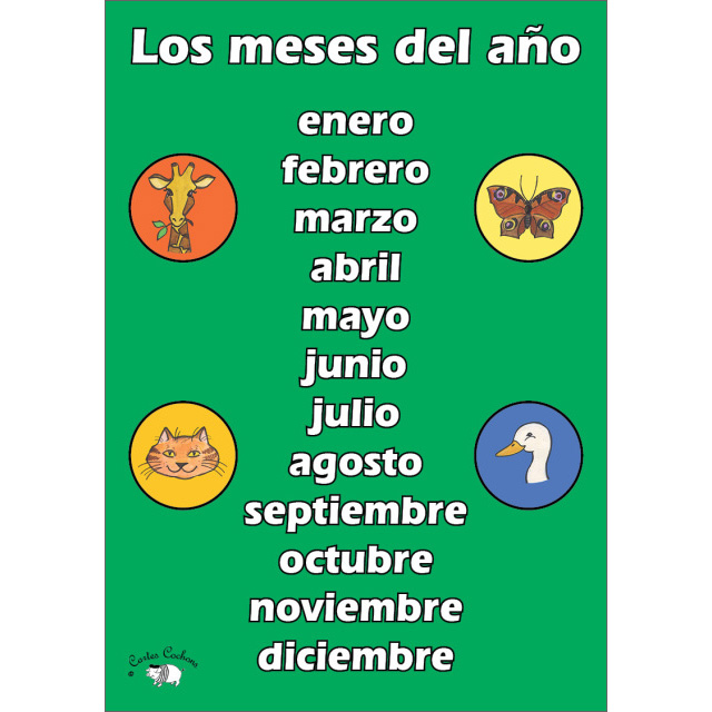 Spanish Vocabulary Poster: Los meses del ao (A3)