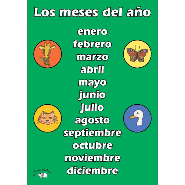 Spanish Vocabulary Poster: Los meses del ao (A3)