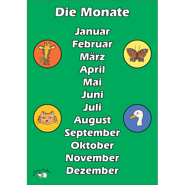 German Vocabulary Poster: Die Monate (A3)