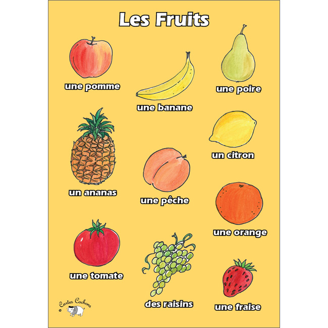 French Vocabulary Poster: Les fruits (A3)