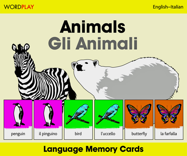 Language Memory Cards – Animals (Italian - English)