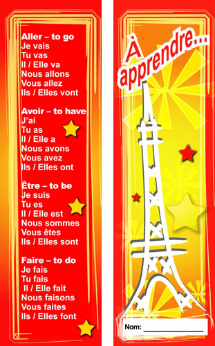 French Bookmarks - French Verbs (Pack of 20)