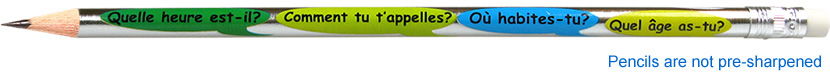 French Reward Pencils - French Questions (Pack of 12)