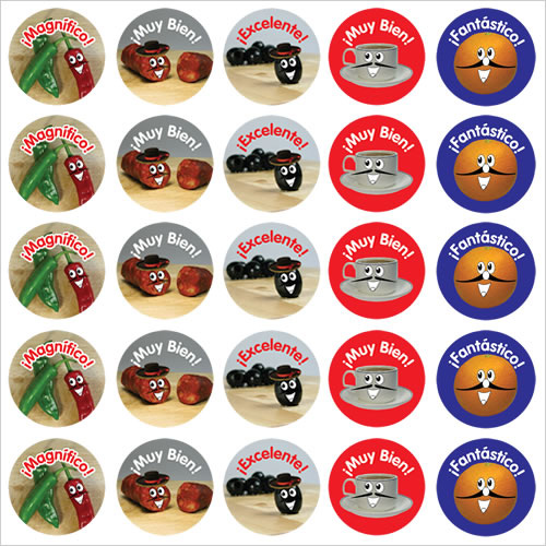 Spanish Reward Stickers - Hispanic Foods (Mixed Pack of 125)