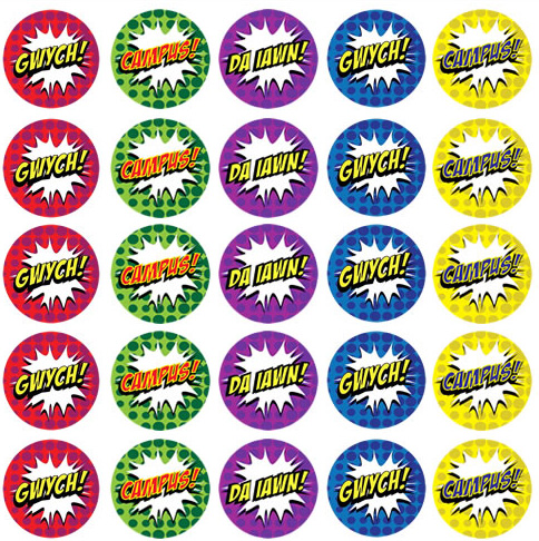 Welsh Reward Stickers - Comic Style (Mixed Pack of 125)
