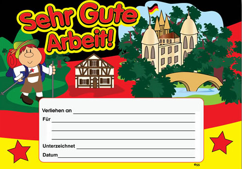 German Merit Certificates (Pack of 20) - Sehr Gute Arbeit