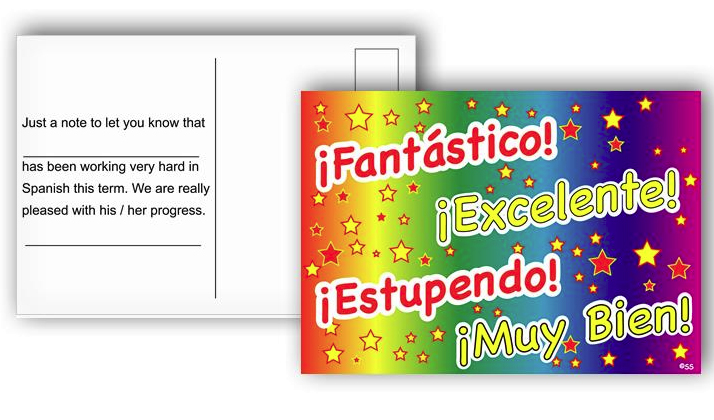 Spanish Reward Postcards - Various Praise Words (Pack of 20)