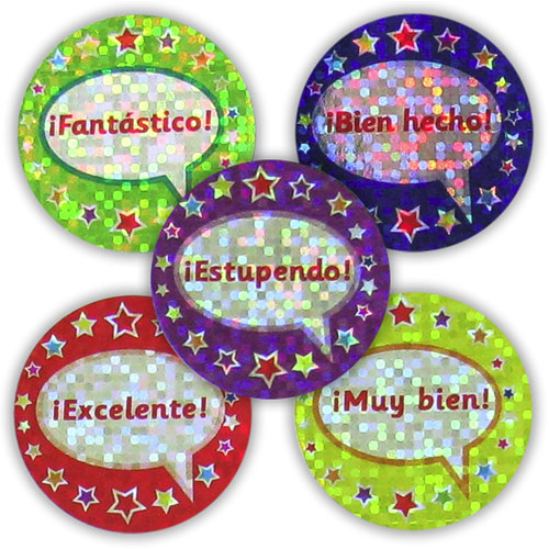 Spanish Reward Stickers - Sparkling Praise Words (Mixed Pack of 125)