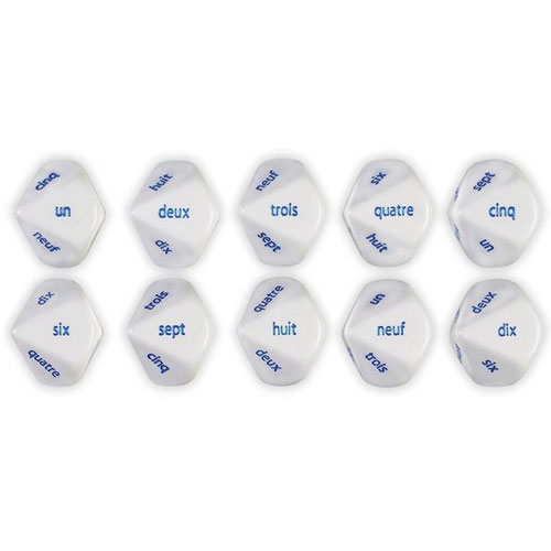 French Number Dice (Set of 6)