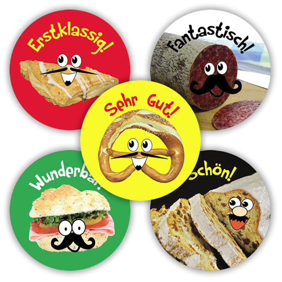 German Reward Stickers - German Foods (Mixed Pack of 125)